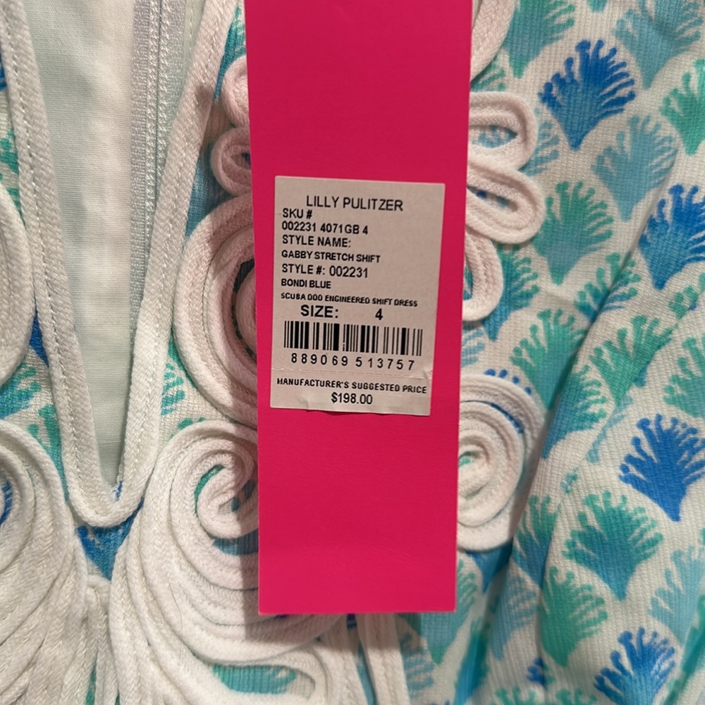 NWT Lilly Pulitzer Gabby Stretch Shift Bondi Blue Scuba Doo 4 - Picture 5 of 5